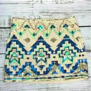 Express women's atzec designed, sequined mini skirt; size S